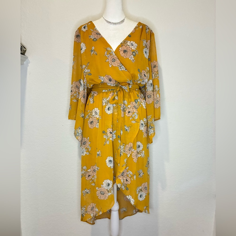 Buckle Mustard Floral High Low Dress